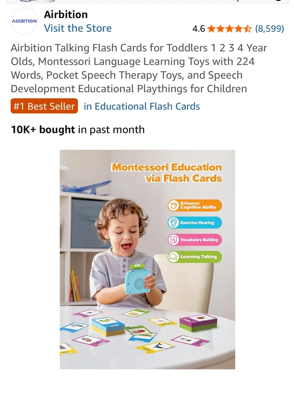 Blue Talking Flash Cards for Toddlers - Educational Language Toy
